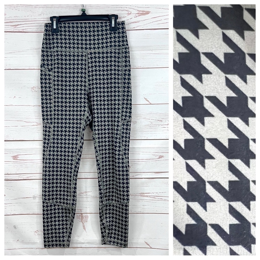NWOT Gottex High Rise Houndstooth Black & Tan Pocket Crop Leggings